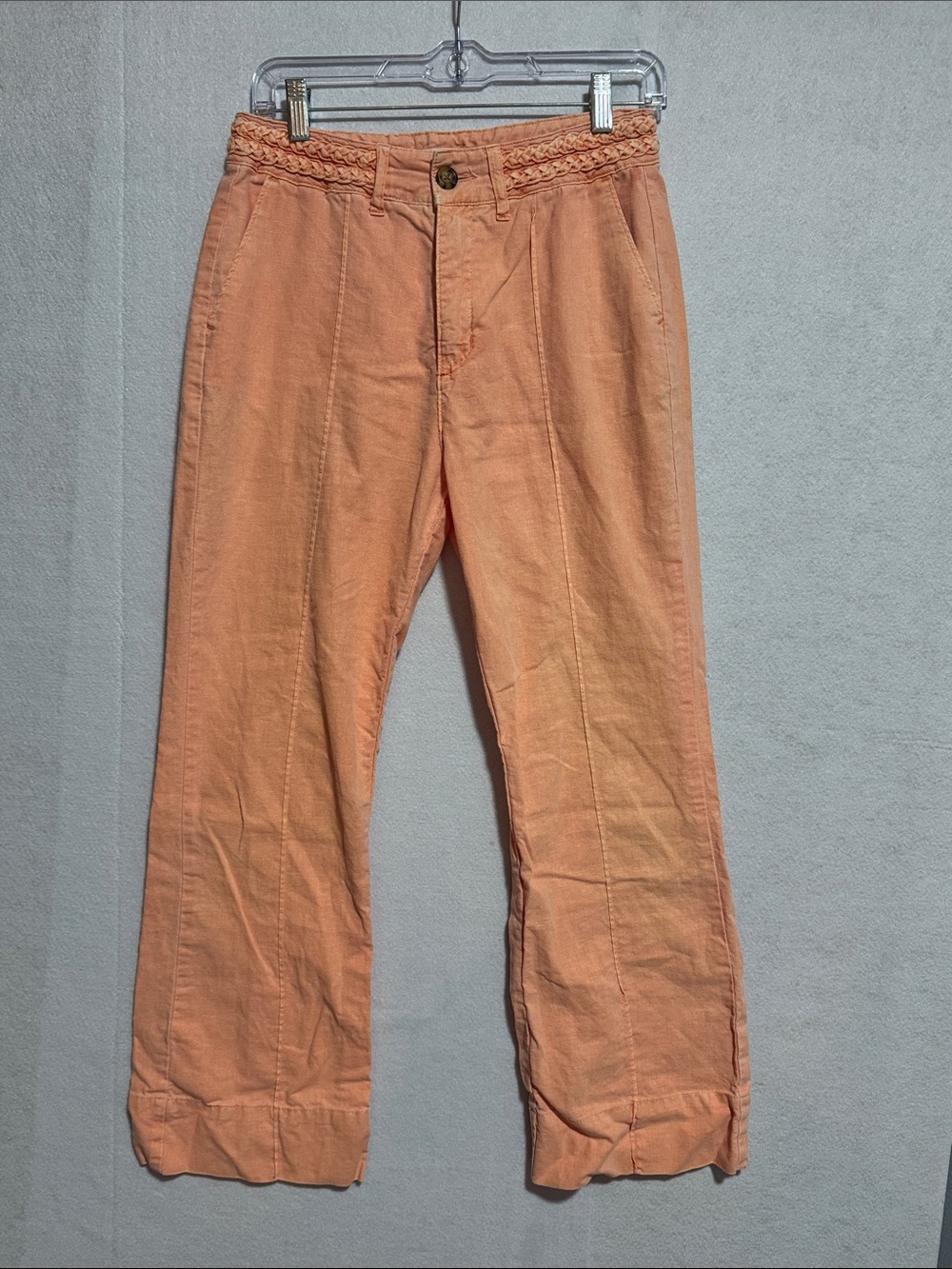 Habitual Peach Braided-Waist Wide Leg Linen Blend Pants